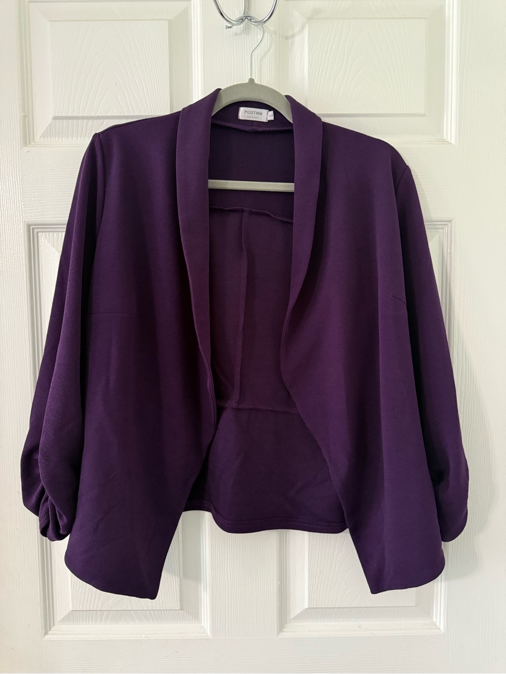 Women’s 3/4 Sleeve Blazer Open Front Cardigan Jacket Work Office Blazer - Picture 3 of 6